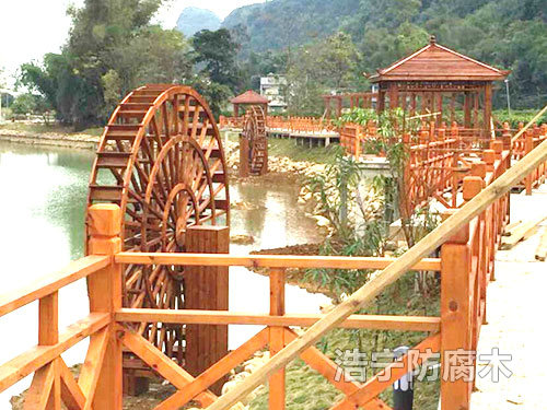 防腐木水车